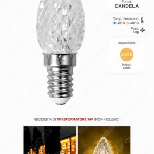 CENTURY - LAMPADA SPECIALE VOTIVA LED 24V 0,4W E14 230V CIMITERIALE