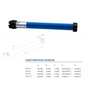 VDS - KINDI100NM VDS - MOTORE TUBOLARE PER TAPPARELLE FINO A 139KG COMPLETO DI STAFFE E ADATTATORE 60MM