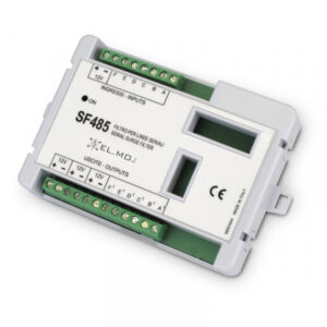 ELMO SF485 Filtro SSF di protezione per seriali RS-485/422. Protegge fino a 3 linee seriali simultaneamente Uscite: 3 uscite 12 Vcc di distribuzione alimentazione. Alimentazione: 12 Vcc.