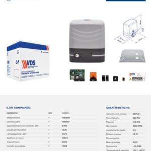 VDS 10606/24 KIT AUTOMAZIONE CANCELLI SCORREVOLI 800 KG 24V