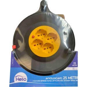 HE627 - AVVOLGICAVO PROLUNGA ROCCHETTO DA 25 MT 4 PRESE P40 SPINA 16A MAX 3200W