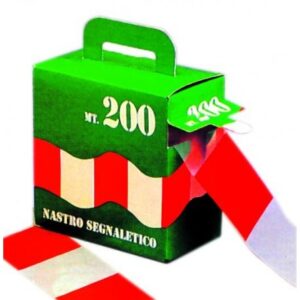 NASTRO SEGNALETICO DA LAVORO BIANCO E ROSSO rotolo da 200MT - 46860 200